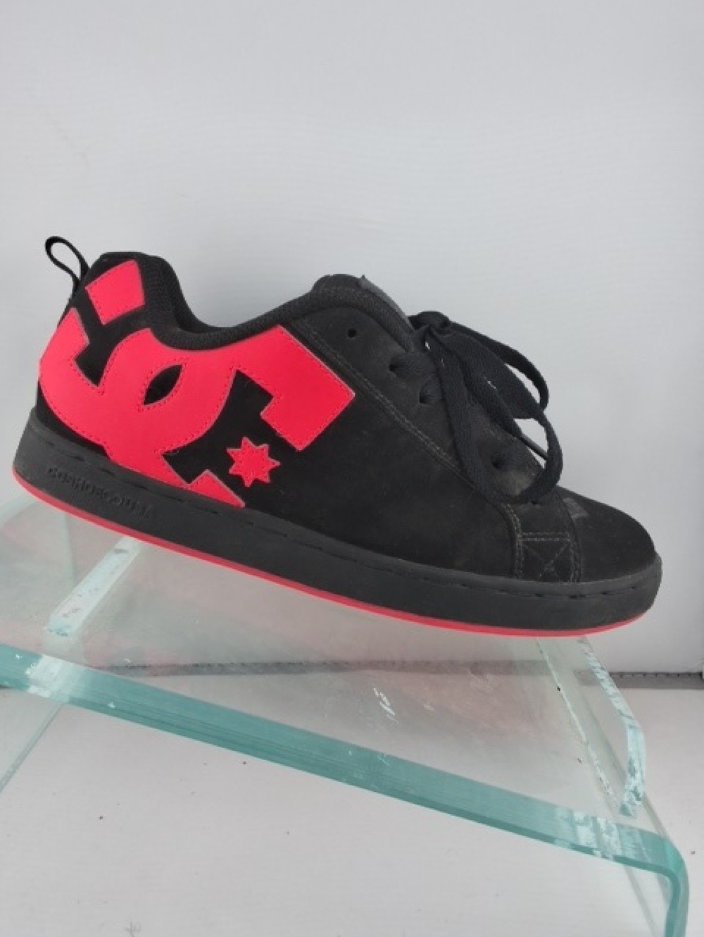 DC Kids Black Sneaker with Bright Pink Logo
